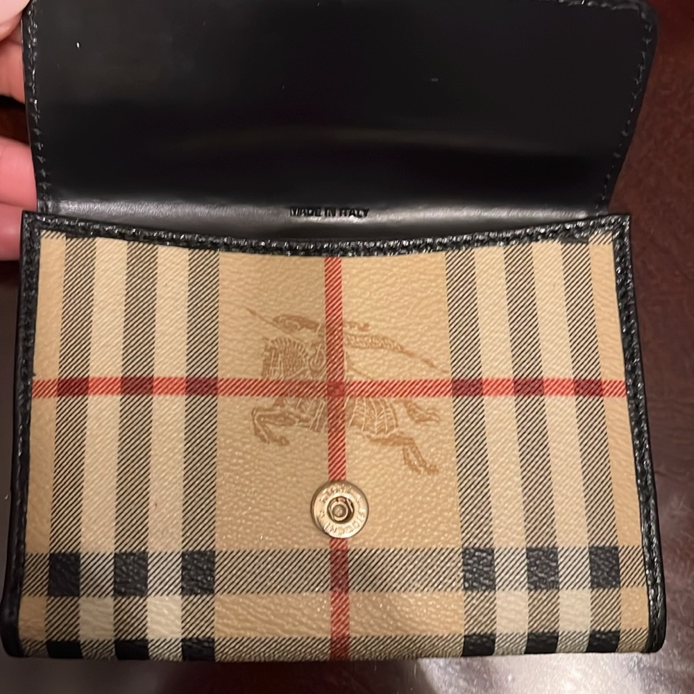 Burberry black leather trim canvas bifold wallet - Picture 6 of 13